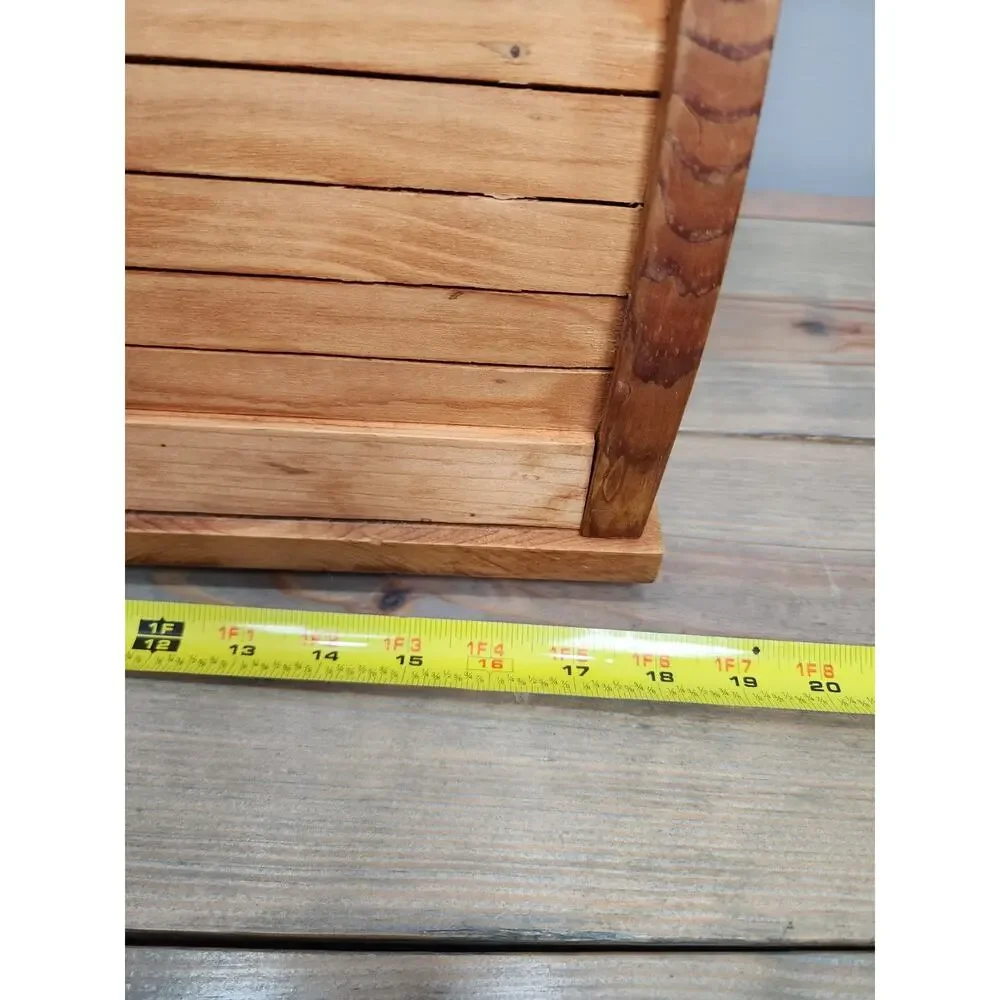 Rustic Farmhouse wooden roll top bread box classic slatted tambour door